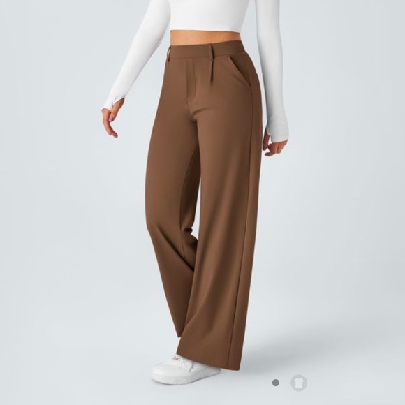 Brown straight Leg Pants High-Waisted - Picture 1 of 4